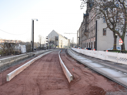 Bauarbeiten in der Schönebecker Straße (Aufnahme: Januar 2020)