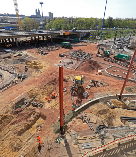 Bauarbeiten am Damaschkeplatz (Aufnahme: Peter Gercke, Ende April 2020)