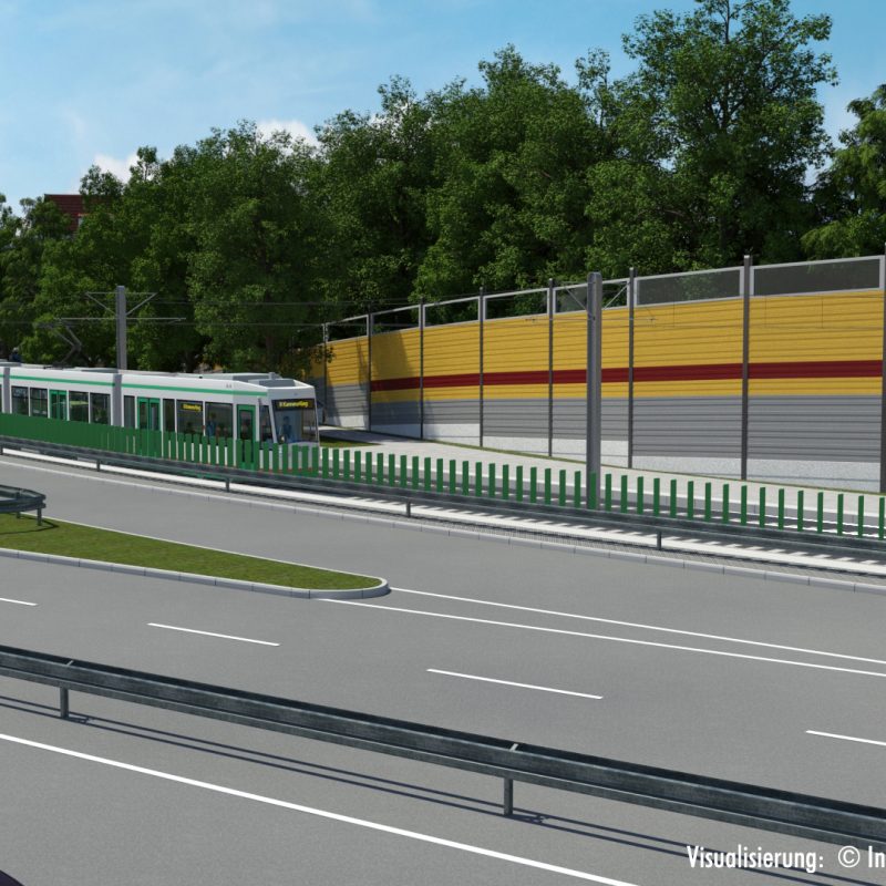 Visualisierung: Straßenbahn entlang des Magdeburger Rings (Abfahrt Editharing)